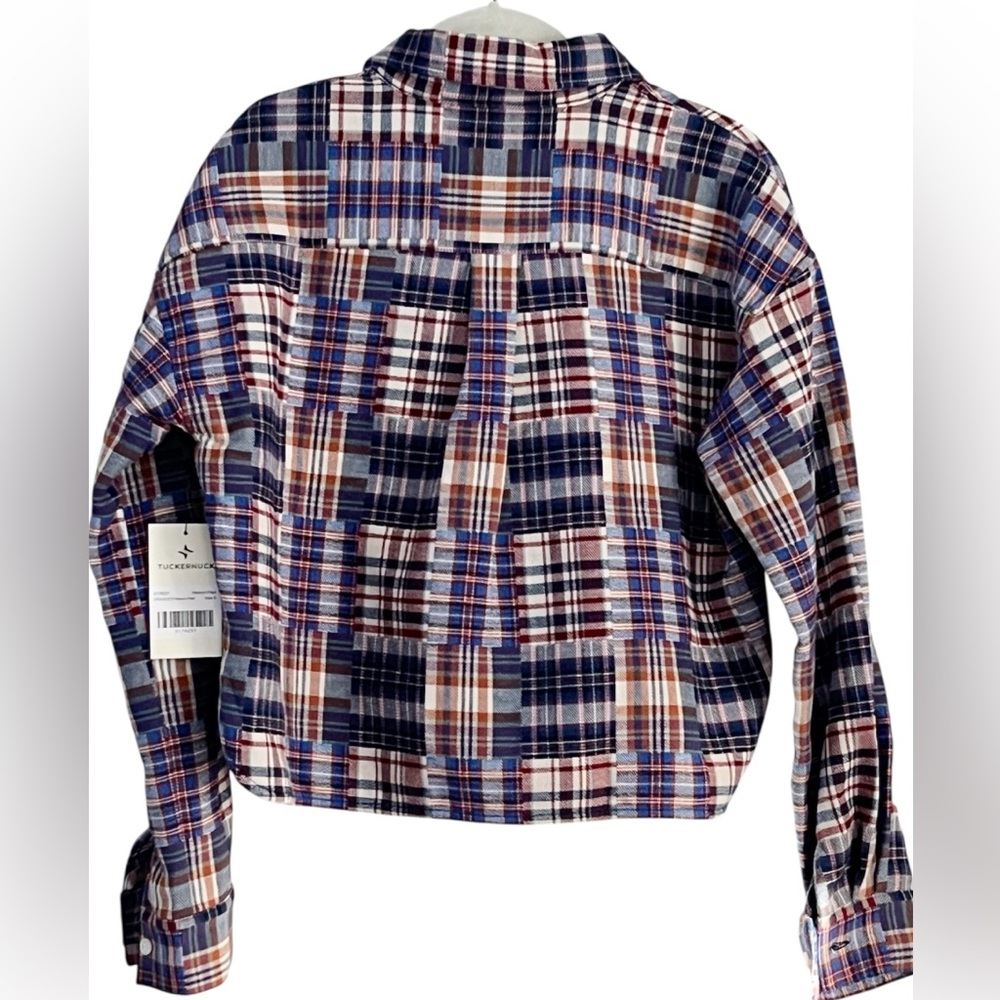 Tuckernucl Patchwork Plaid Cropped Flannel Shirt … - image 3